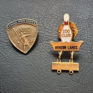 Vintage Bowling Pin Set-1950s 200 Club & WIBC-League High Series